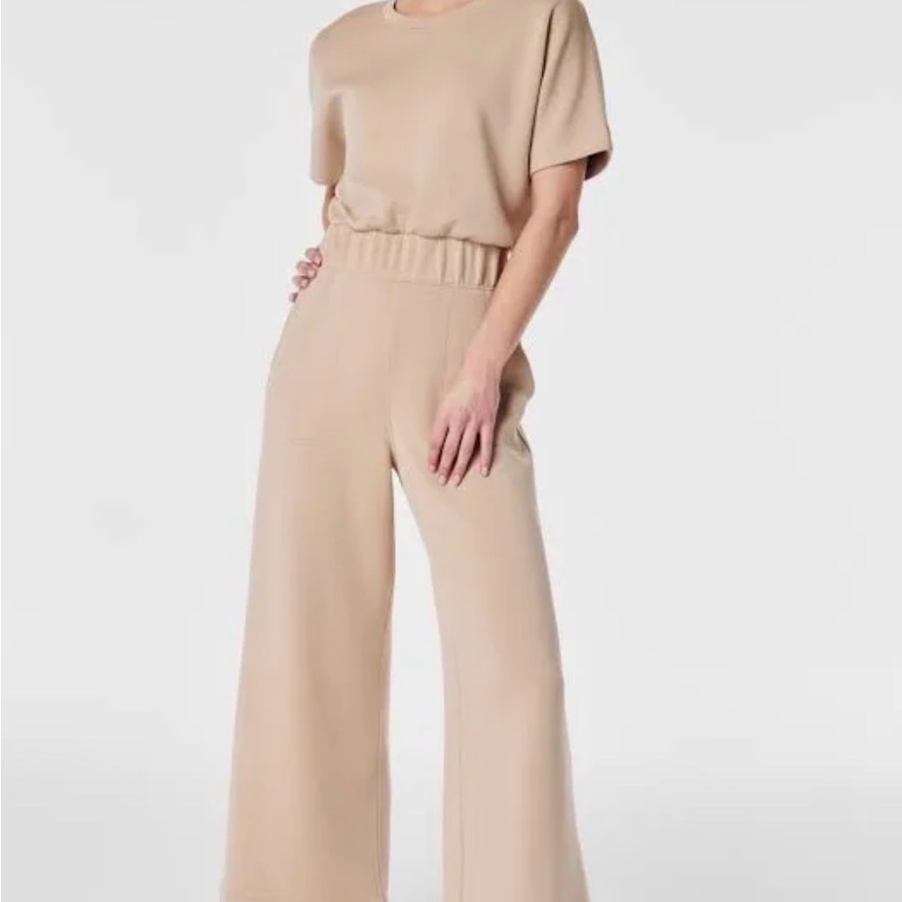 Spanx cropped jumpsuit beige